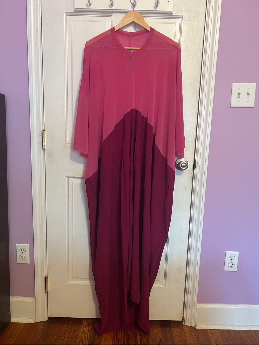 Rick Owens Two-Tone Pink High-Low Maxi Dress